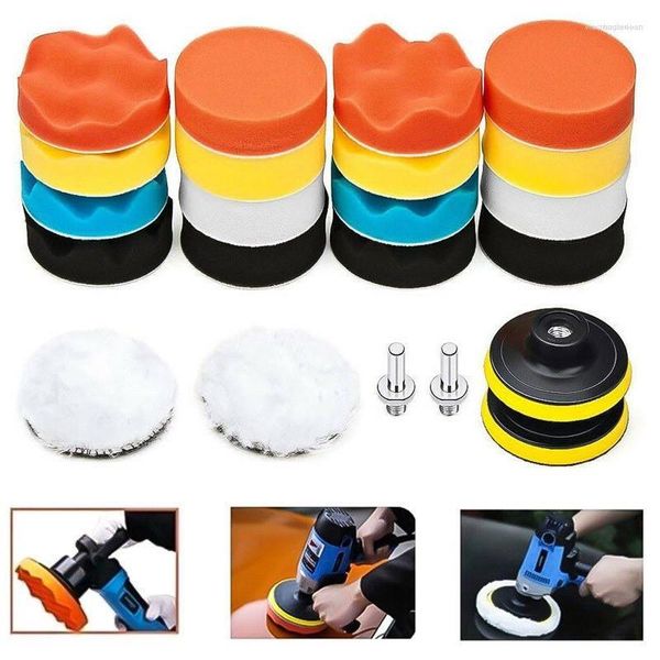 Vehicle Protectants 22 Teile/satz Auto Polieren Schwamm Kit 3 zoll Polieren Pad Mit M10 Gewinde Wolle Rad Adapter Waschen Auto Detaillierung reinigung