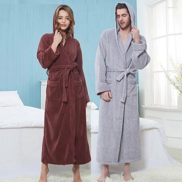 Herren-Nachtwäsche, Herren-Winter-Frottee-Bademantel, Damen-Herren-Handtuch-Robe, große und große männliche Stoff-Badeschlaf-Kimono-Morgenmantel