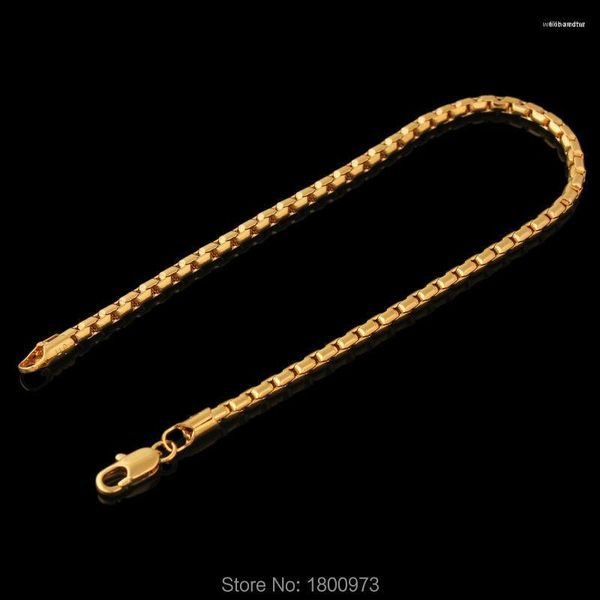 Pulseiras de link exclusivas. Pulseira dourada moda joias atacado corrente redonda de 21 cm para homens