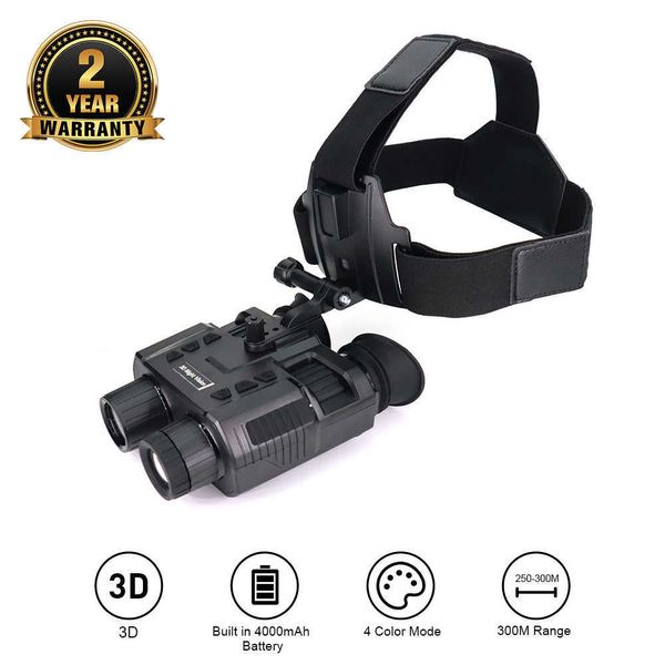 Telescópio Binóculos ISHARE NV8000 Capacete 3D Visão Noturna Goggs IR 1080p HD infravermelho NV Binocular Olho Nu 3D Capacete Ocular Head Mount Darkness HKD230627