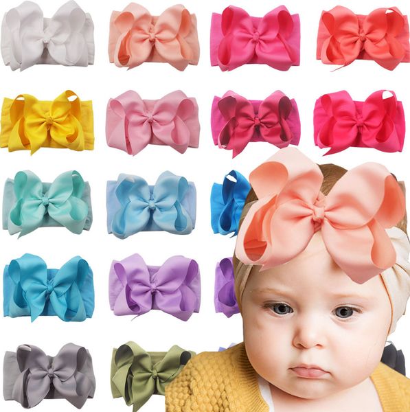 Fascia per capelli con nodo a farfalla da 6 pollici - Fascia in nylon - Copricapo filettato - Cerchio per capelli morbido elastico per bambini - Varietà di stili disponibili