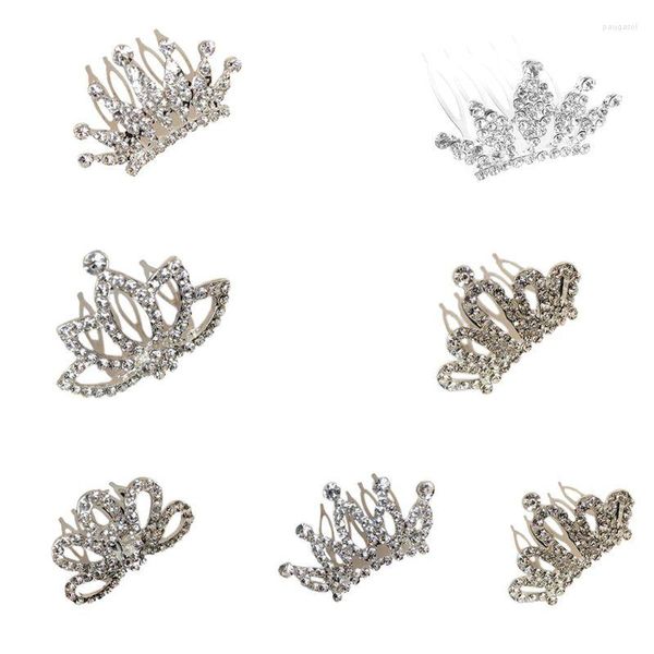 Grampos de cabelo F19D crianças meninas glitter para strass prendedor de cabelo arco princesa pequeno grampo de cabelo