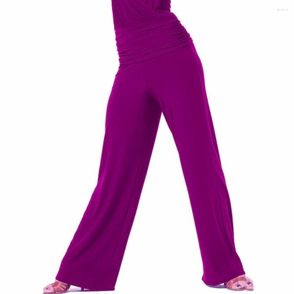 Stage Wear Pantaloni da ballo da donna per sala da ballo 2Colori viola / nero Modern Tango Outfit Costume personalizzato Abiti da ginnastica 5061