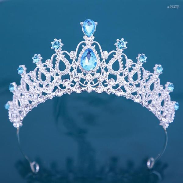 Grampos de cabelo Moda Prata Cor Casamento Tiara Roxo Cristal Nupcial Coroas Strass Concurso Diadema Véu Tiaras Cabeça Jóias