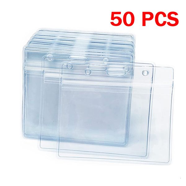 Outros materiais escolares de escritório 50 PCS à prova d'água PVC transparente porta-cartões de identificação de plástico porta-crachás para funcionários cartão de estudante cartões de crédito 230627