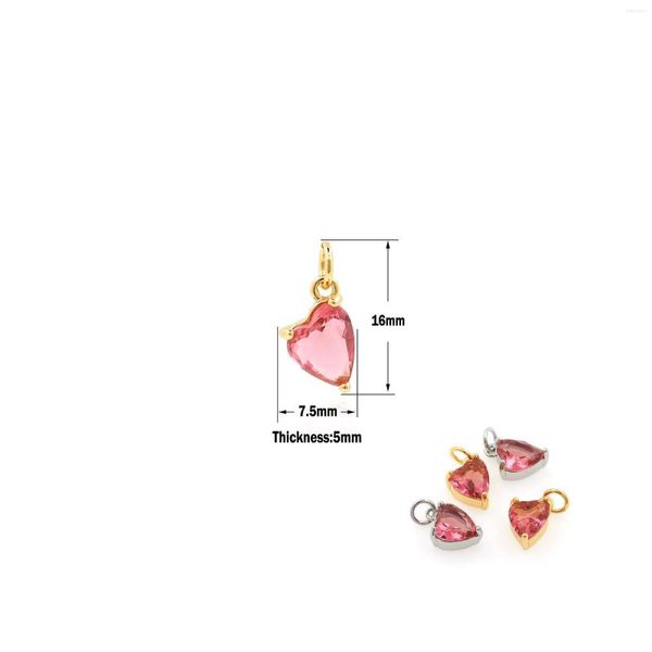 Charms 18K vergoldet Herz Halskette Anhänger Schmuck Zubehör Zubehör DIY Ohrringe Charm Zirkon Material