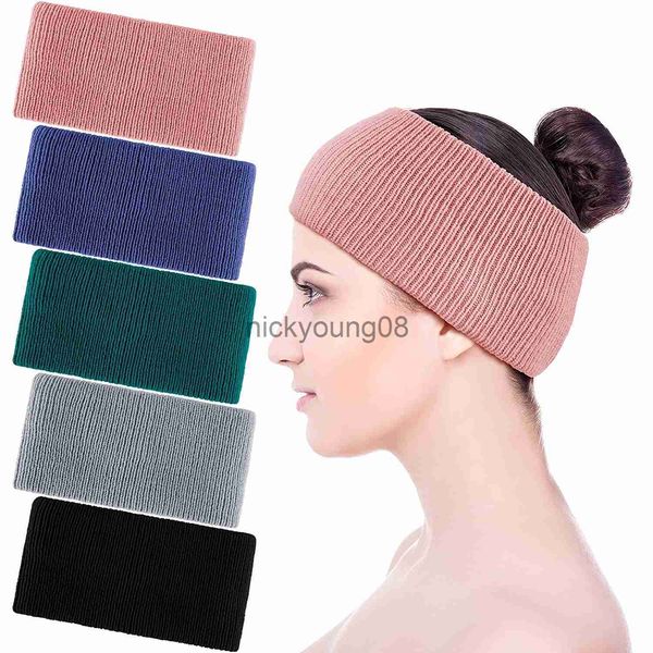 Bandane Autunno Inverno Fascia per capelli lavorata a maglia laterale larga per donne Ragazze Semplice tinta unita universale Wash Face Yoga Sport Fasce elastiche per capelli x0628