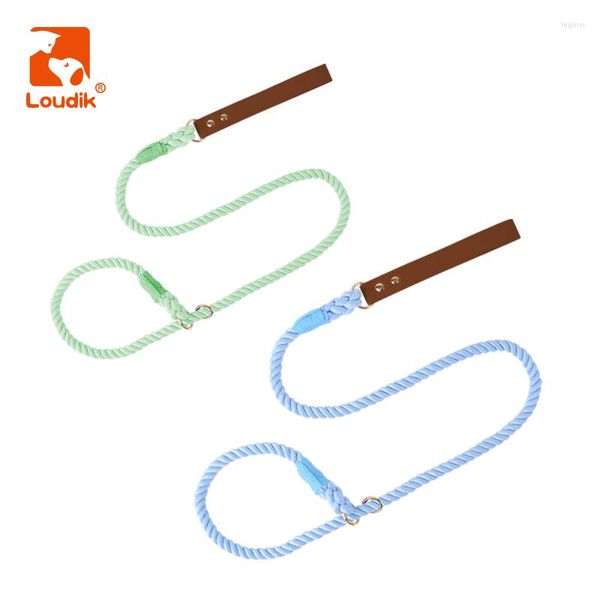 Collari per cani Loudik Big Slip Guinzaglio Regolabile Antideflagrante Manico in pelle vegana con corda intrecciata Morbida addestramento Guinzagli per animali domestici Accessori