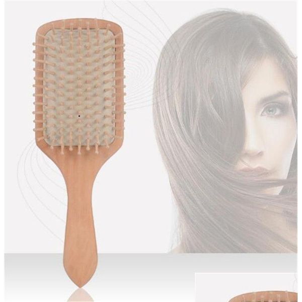 Escovas de cabelo Madeira Profissional Saudável Pá Almofada Perda Mas Brush Escova de Cabelo Pente Cuidados com o Couro Cabeludo Xb18 Drop Delivery Produtos Styling Dhnvb