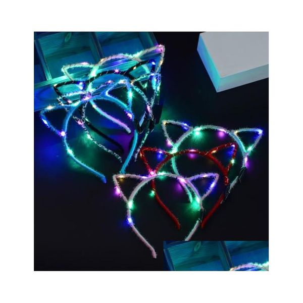 Outros artigos para festas de eventos Sparklekitty Led Headband - Orelhas de gato brilhantes para festas, shows e fãs de esportes Drop Delivery Home Ga Dhpyr