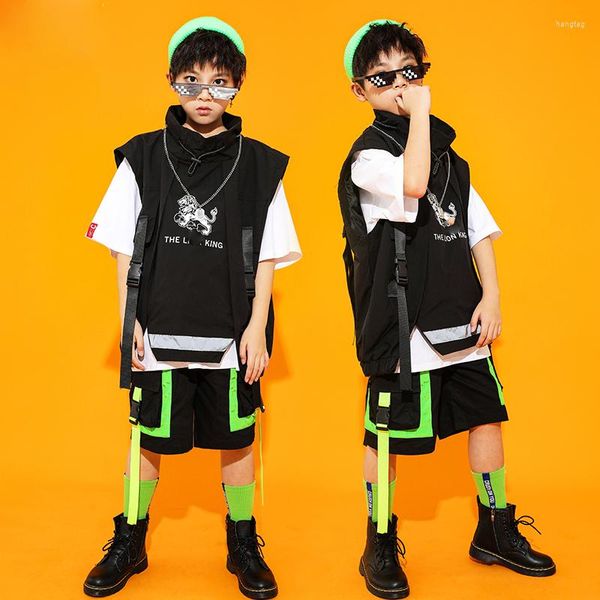 Sahne Giyim Çocuk Hiphop Uygulama Sokak Giyim Kız Erkek Balo Salonu Hip-Hop Dans Kostümleri Çocuklar Için Caz Performans Giyim DQS5243