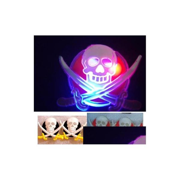 Party Favor Pirate Skl LED-Brosche von Flashjack – Halloween-Kostüm-Zubehör mit leuchtenden Schwertern, leuchtendes Abzeichen, Drop-Lieferung nach Hause Dhmqf