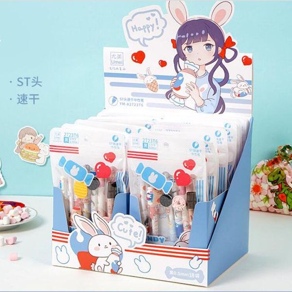 Stifte 36 PCs/Los Kawaii Animal Snack Gel Stift Set niedlich 0,5 mm schwarzer Tinte Signature Geschenk Schreibwaren Office School Vorhanden Großhandel Großhandel