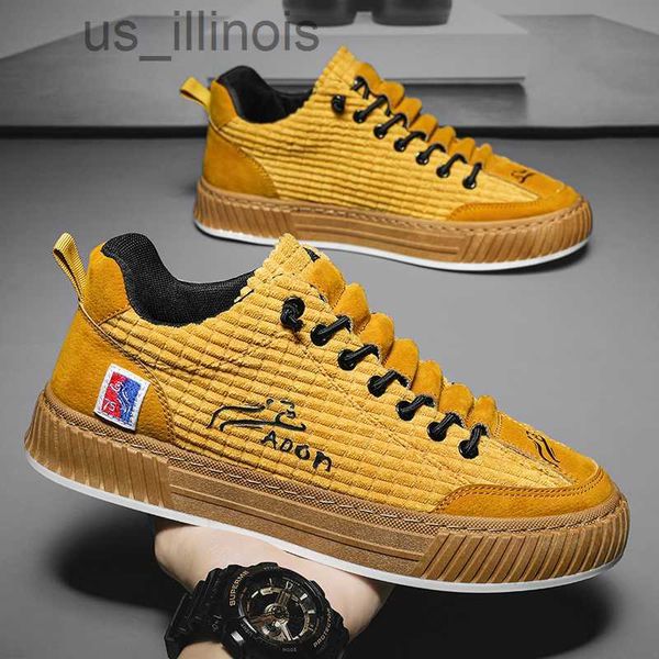 Scarpe eleganti Scarpe da uomo alla moda Scarpe da skateboard Giallo Streetwear Scarpe da skate firmate Scarpe da uomo Sneakers comode Sneakers sportive con suola spessa Uomo J230628