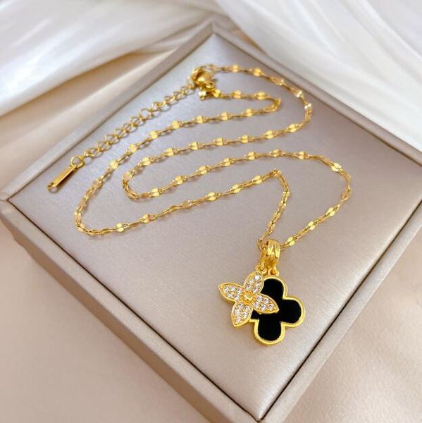 Heißer Verkauf Anhänger Halsketten Fashional Neue Damen Designer Mode Blumen Vierblättriges Kleeblatt Cleef Anhänger Halskette Gold Halsketten Schmuck