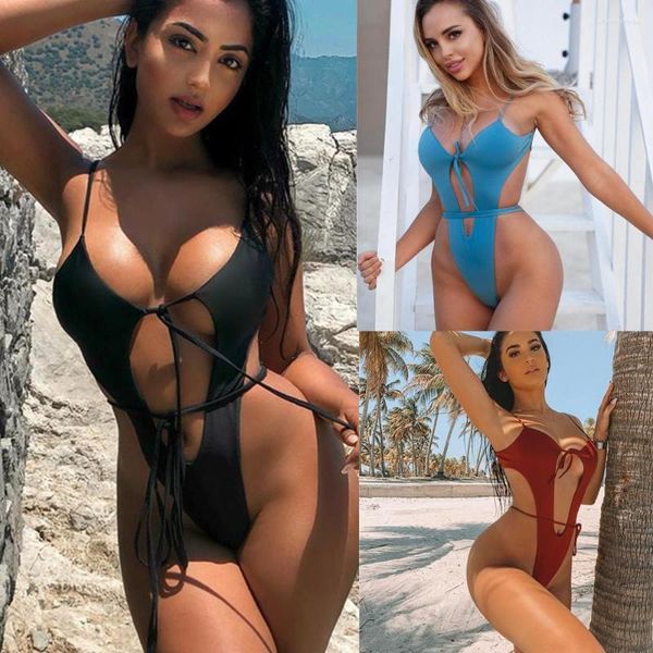 Kadın Mayo Tek Parça Tankini Artı Boyutu Kadın Siyah Halter Monokini Mayo Şınav Mayo Seksi Yüksek Bel Bodysuit