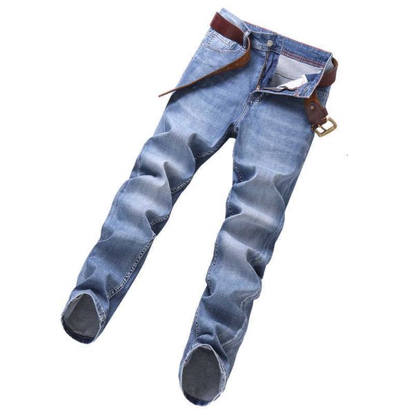 Herrenjeans Designer GABBANIE Frühling/Sommer Thin Youth Korean Edition Elastic Slim Fit Small Feet Pants Hellblau RU6V