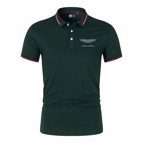 Polo Masculino Premium Manga Curta Camisa Polo Aston Martin Gola Polo Masculina Moda Verão T-shirt Casual Luxo Vestuário Masculino 230628