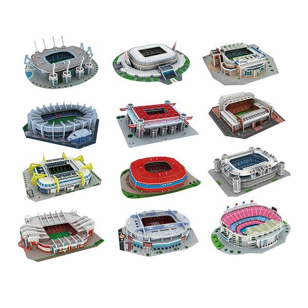 Puzzle 3D Palm Size DIY 3D Campo da calcio Puzzle Mini Stadio di calcio Modello di costruzione Assemblaggio Giocattoli fatti a mano Decorazioni desktop 230627