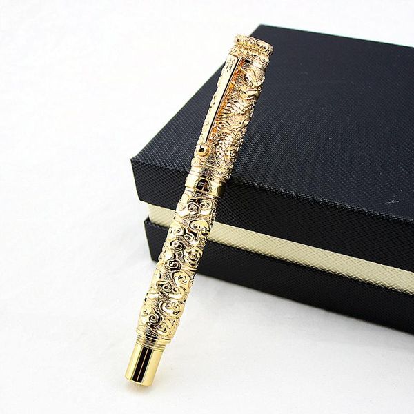 Ручки Новый роскошный подарок ручка Jinhao Высококачественная Dragon Rollerball Pen Высококачественная металлическая шариковая ручка для рождественского подарка