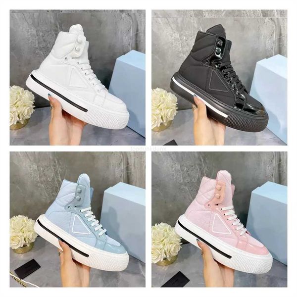 Scarpe casual Pra di alta qualità 2023 Scarpe da donna di design di lusso Sneaker alta Pelle lucida Comoda resistente all'usura Traspirante e alta