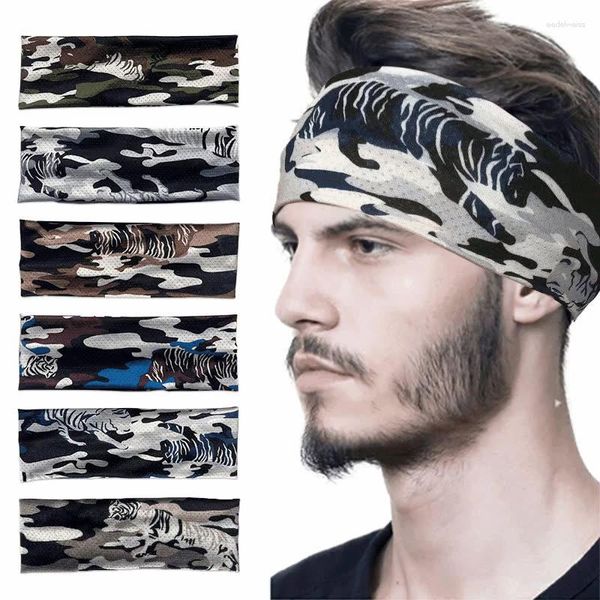 Bandane Uomo Estate Seta Camouflage Sport Fascia Elastica Fascia per capelli Yoga Per Pallavolo Ciclismo Fitness Tennis Fascia per capelli Fascia per capelli