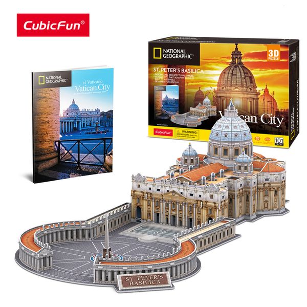 3D-Puzzles CubicFun 3D-Puzzles National Geographic Vatikan-Modell für Erwachsene Kinder Bausätze Reisebroschüre für die Basilika San Pietro 230627
