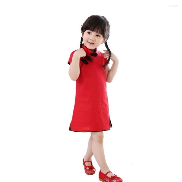 Abbigliamento etnico Neonate 2023 Abito cinese Cheongsam Cotone Qipao Abiti tradizionali estivi Abiti da festa per bambini Festival Vestidos