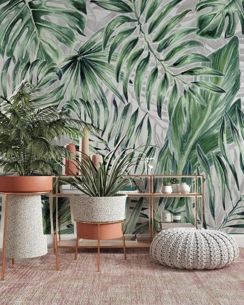Papéis de Parede Papel de Parede Personalizado Folhas Tropicais Plantas Florais Modernos Auto-adesivos Peel Stick Mural Decoração de Parede Home