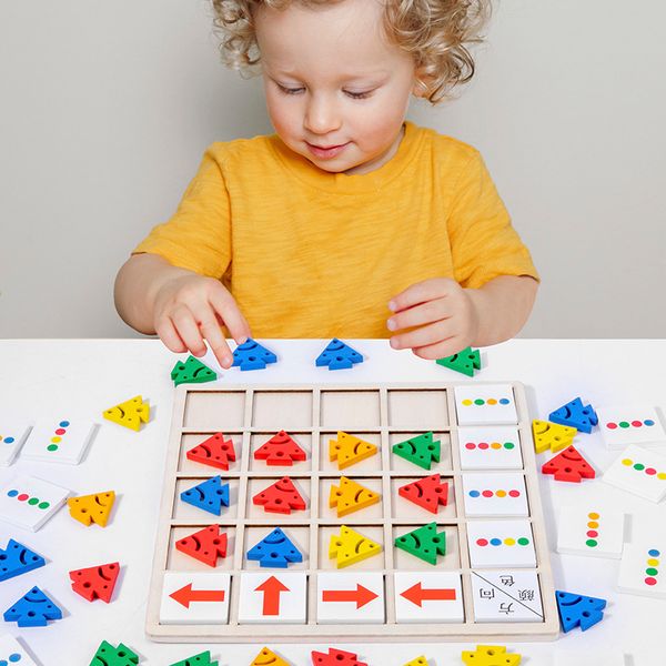 Outros Brinquedos de Madeira Montessori Infantil Crianças Pensamento Lógico Treinamento Direção Cor Cognição Aprendizagem Precoce Jogo de Tabuleiro Educacional 230627