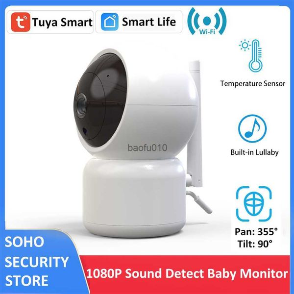 Tuya 1080P WiFi Infrarot Babyphone FHD IR Nanny Überwachungskamera mit Temperaturalarm Schlaflied Sound Detect Auto Tracking L230619