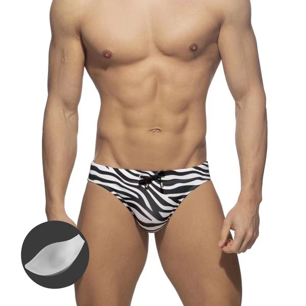 Erkek Mayo Zebra Baskı Yüzmek Şort Avrupa Amerikan Moda Seksi Düşük Bel Push Pad Ile Erkekler Yaz Plaj Sörf Bikini 230627