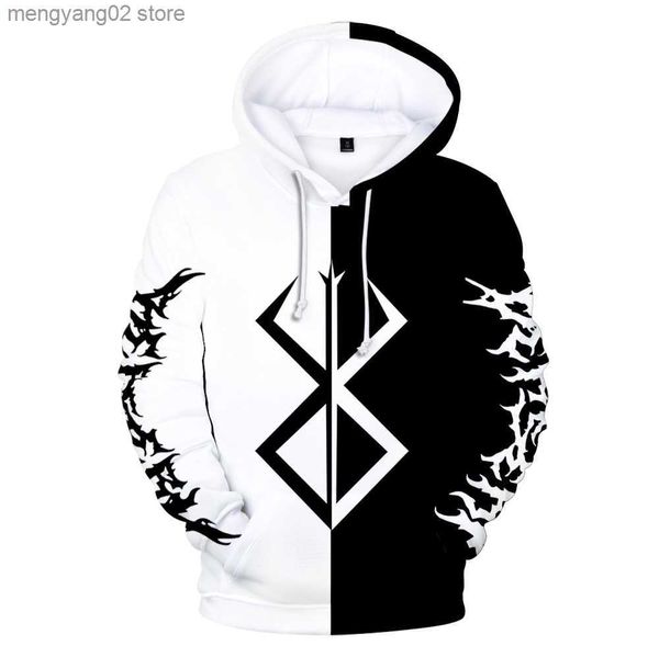 Herren Hoodies Sweatshirts Hot 3D Gedruckt Japan Anime Berserk Guts Hoodies Übergroßes Sweatshirt Gothic Langarm Winter Pullover Männer Sweatshirt Harajuku T23628