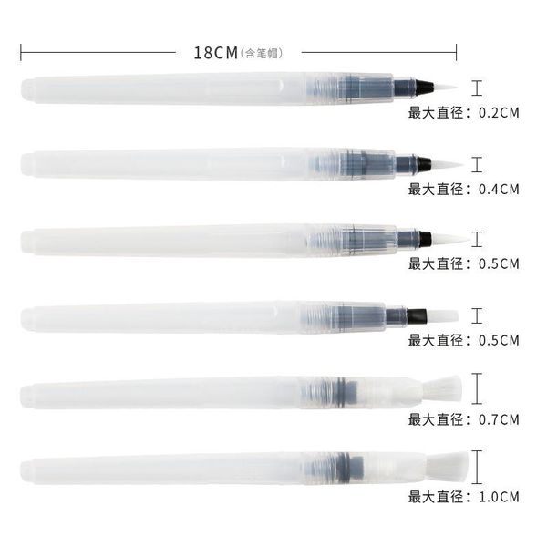Fırçalar Üstün 6 adet doldurulabilir boya fırçası su renkli fırça kalem mürekkep kalemi yumuşak suluboya fırçaları çizim için resim sanat malzemeleri