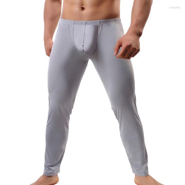 Indumenti da notte da uomo Pantaloni da notte da uomo Sexy Bugle Pouch Leggings in seta di ghiaccio Pantaloni Pigiama Lounge Wear Pigiama ultrasottile Slip Homme