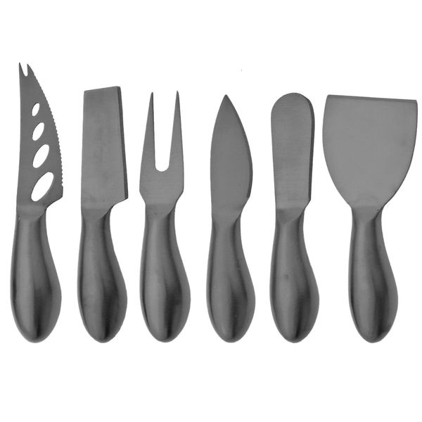 Инструменты для сыра Черный 3 6 шт. Набор инструментов для пищевых ножей Ручка из нержавеющей стали для пиццы Кухонные принадлежности 230627