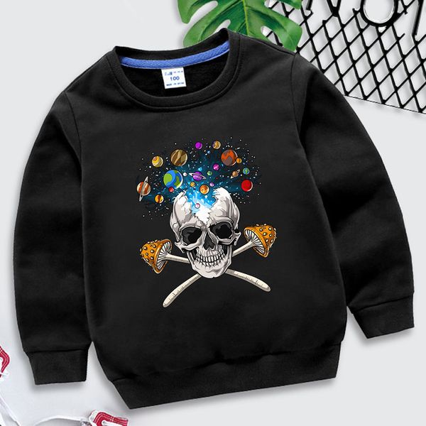 Футболки Psychedelic Mushrooms Skull print детская одежда мальчики забавные Space y2k sudadera harajuku Толстовка с длинным рукавом для девочек Толстовка 230628