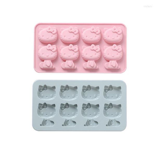 Moldes de cozimento Simples Desenhos animados fofos Cabeça de gatinho Decoração de bolo Molde de silicone Faça você mesmo Bandeja de gelo Biscoito de chocolate Epóxi Doces