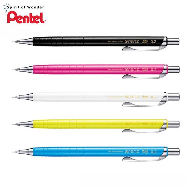 Lápis Pentel Super Fina Hairina de 0,2mm Lápis mecânicos Sistema de chumbo de alta qualidade Lápis mecânicos 5 cores Opção