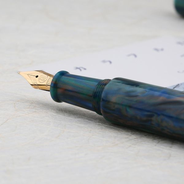 Pens Moonman Wancai Resin Mini Blue Fountain Pen Iridium EF/F PALM PALM PALM PALM Short Verve