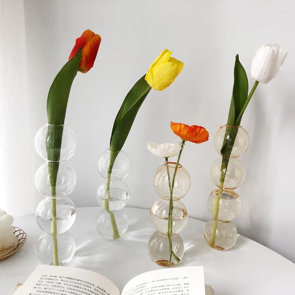 Vasos Vaso de flores para decoração de casa moderna Vidro pequeno Terrário Enfeites de mesa Planta