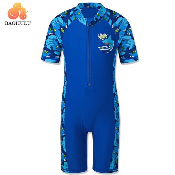 Roupa de banho BAOHULU Shark Character Kids Swimwear (UPF50+) Maiô One Piece Menino Crianças Fatos de Banho Terno de Natação para Meninos 3-10 Anos HKD230628