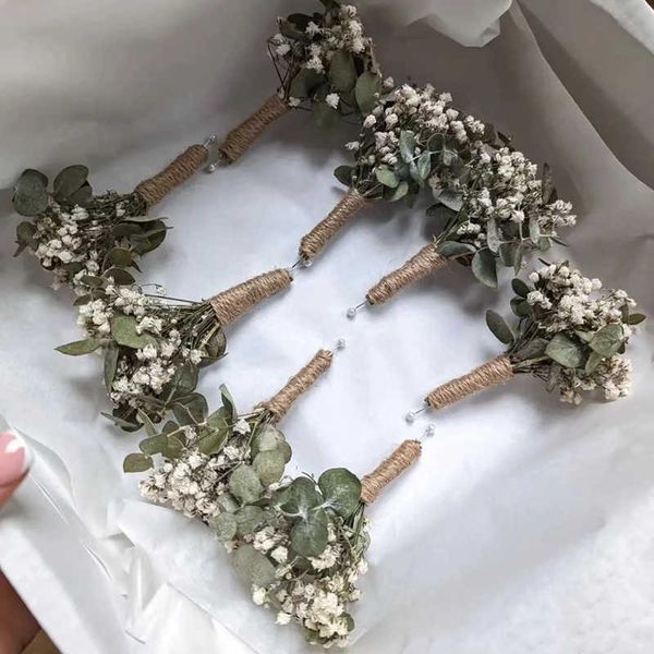 Mini buquê de flores secas, suprimentos para casamento, topper de bolo para cauda de coelho de noiva, grama, chá de bebê diy, decoração hme