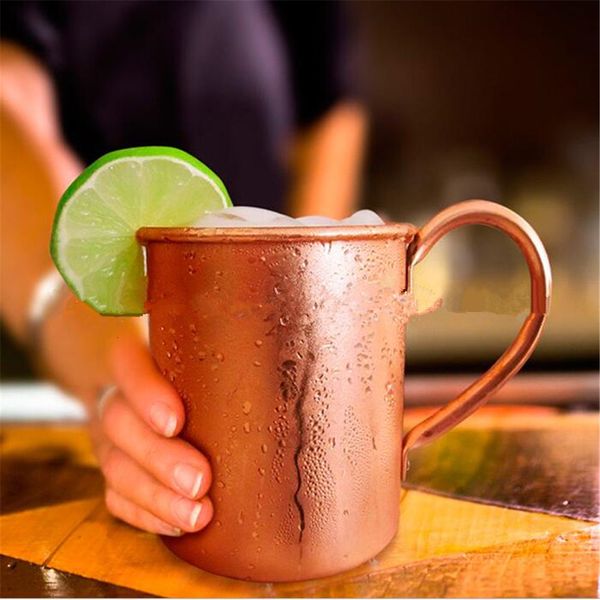 Copos Cobre Puro e Aço Inoxidável Caneca Moscow Mule 14 e 16 OZ Sólido Liso sem Forro Interno para Coquetel Café Cerveja Leite Água 230627