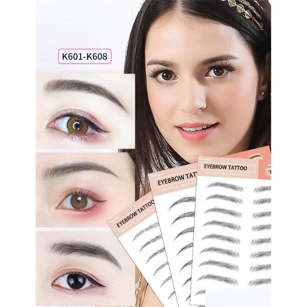 Falsche Wimpern Magische Augenbrauen 4D Haarähnlicher Augenbrauen-Tattoo-Aufkleber Wasserdicht Dauerhaftes Make-up Augenbrauen-Aufkleber auf Wasserbasis Kosmetik Dhpyr