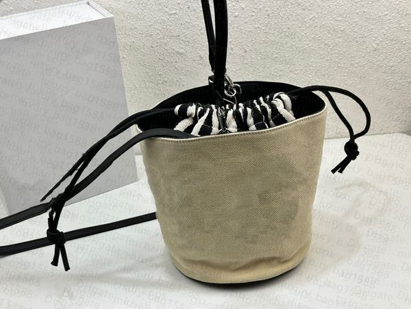 10A Bucket Bag Feminina Diagonal Straddle Shoulder Bag Abertura com cordão Inclui Tanque Interno Bolsa Designer Envoltório Seda Estampado Carta Envoltório Corpo Luxo