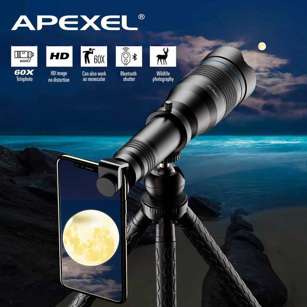 Телескоп Бинокль APEXEL 60X монокулярный телескоп 36X 28X дальнего действия HD Zoom Mobi Tephoto ns tescope для мобильного телефона мощный зрительный прицел HKD230627