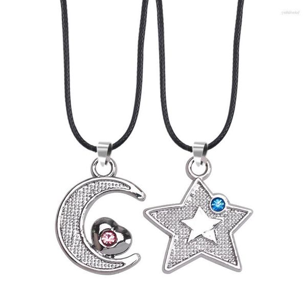 Collane con ciondolo 2 pezzi / set collana femminile mosaico stella luna coppia a forma di cuore moda uomini e donne amore regalo di gioielli commemorativi