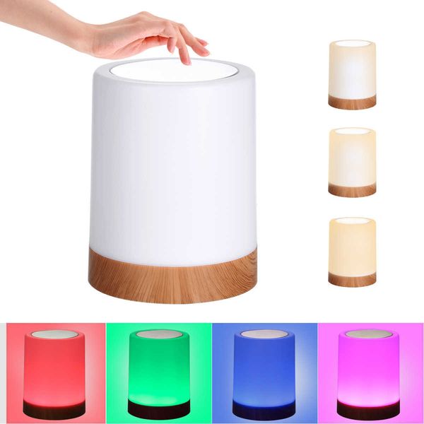 s Touch Control Night Light USB Recarregável Regulável Candeeiro de Mesa Warm White RGB Color Change Night Light Sala de Estar HKD230628