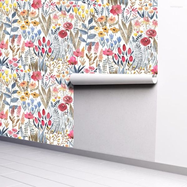 Papéis de parede papel de parede autoadesivo multicolorido papel removível para decoração de sala de estar à prova d'água 45 cm de largura